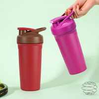 Bouteille d'eau en acier inoxydable 304 de 710 ml avec logo personnalisé, gobelet isotherme anti-fuite, shaker de protéines pour le sport et la salle de sport, gobelet à boisson