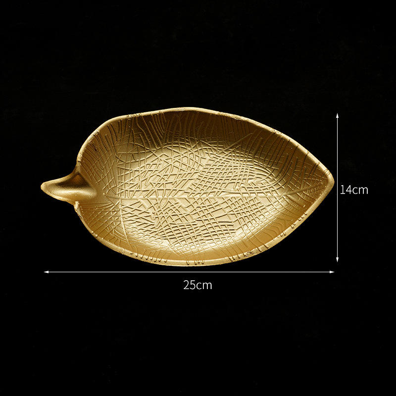 Golden wooden leaf fruit plate small grid c