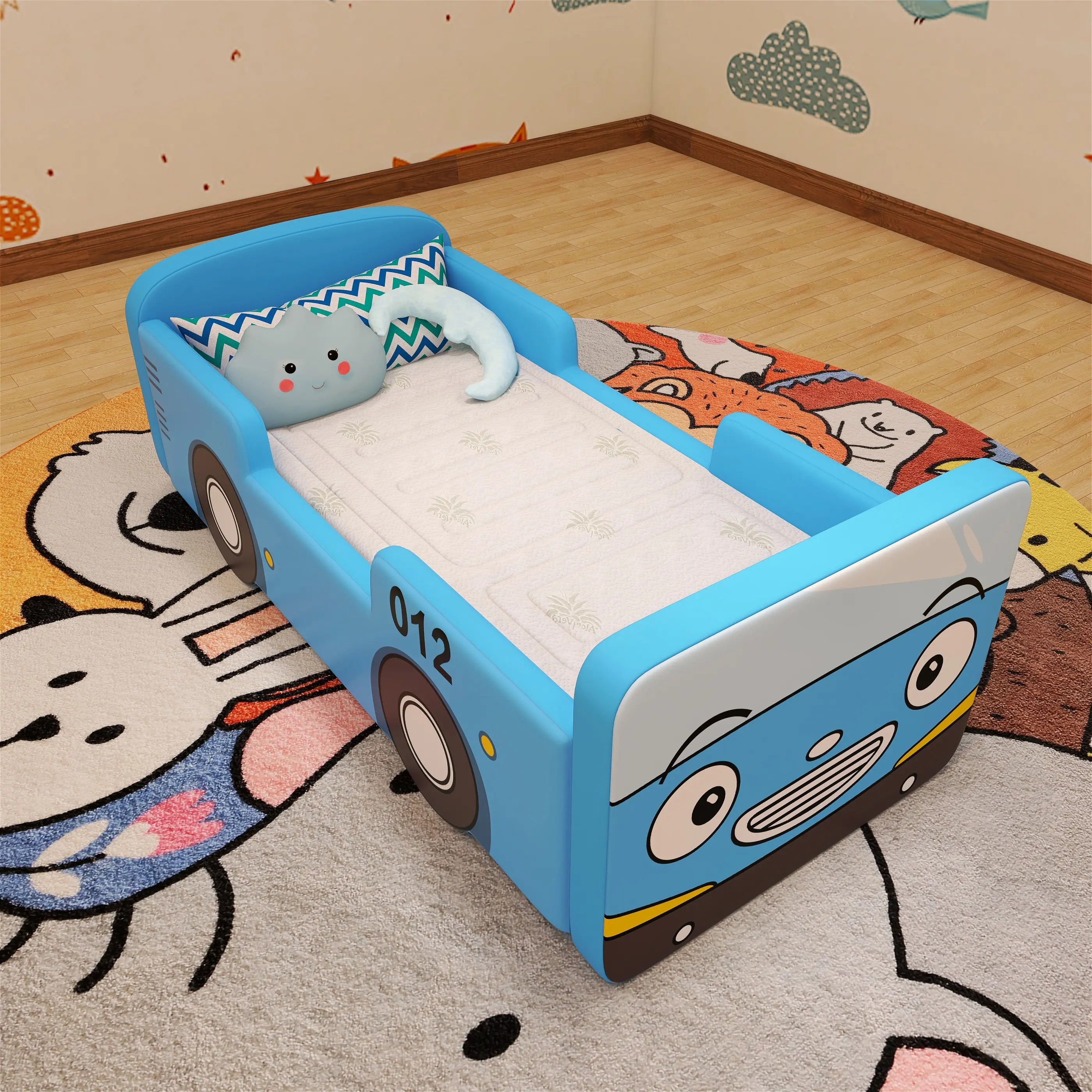 Factory produces customizable spiderman cartoon pattern folding hand carry bamboo fabric memory foam mattresses for kids bed