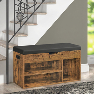Modern Wooden Panel Upholstered Shoe <strong>Bench</strong> Shelves Space-Saving <strong>Storage</strong> Hidden Living Room Entrance Shoe Cabinet - Product Image 3