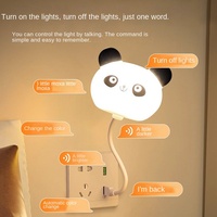 Lampe de bureau mini à commande vocale, ambiance moderne et simple, protection oculaire, lumière douce, panda endormi, USB