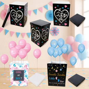 Boîte de vote pour révélation du sexe avec cartes – Décorations de fête prénatale garçon ou fille en carton – Centre de table - Product Image 2