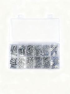 350 pièces Vis et boulons en acier inoxydable à tête ronde avec embase hexagonale, écrous, rondelles à ressort et rondelles plates - Kit complet - Product Image 3