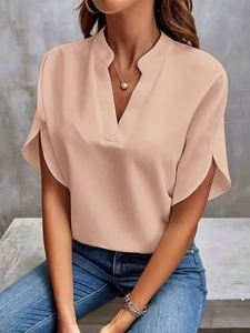 Wholesale Women's Spring Autumn Casual Vintage Chiffon Stand Collar Regular Fit Half Sleeve Outwear Shirt <b>Top</b> Front Logo - Product Image 4