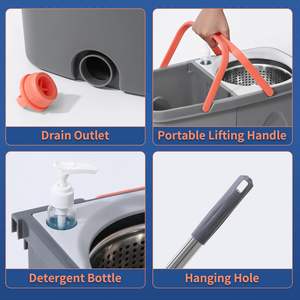 Juego de fregona giratoria 360 al por mayor con cubo de microfibra, cabezal de tela y tecnología de separación de agua sucia - Product Image 4