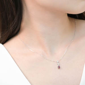 Nouveaux produits : Parure de bijoux artisanaux en rubis rouge sang de pigeon, or blanc massif 18 carats, pendentif et collier avec diamants naturels véritables - Product Image 2