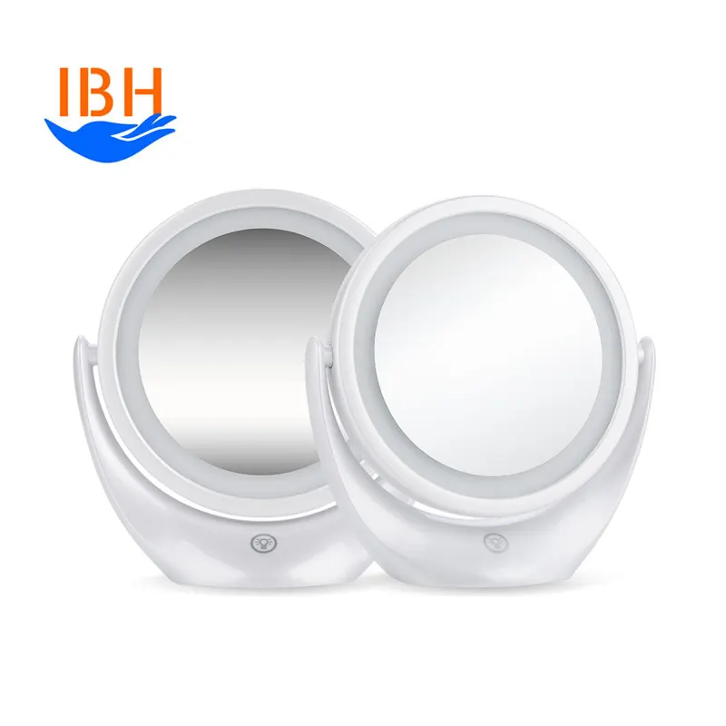 New 2021 Cordless Portable Travel Led Lights Touch Switch Folding Compact Dual Side 5 X Magnification Vanity Makeup Led Mirror