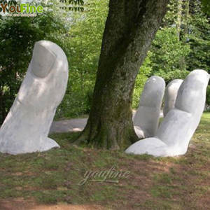 YOUFINE Scultura da Esterno Grande Mano Intagliata in Marmo Intorno ad un Albero - Product Image 2