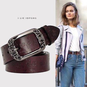 <span class=keywords><strong>Cintura</strong></span> in Pelle Stampata Vintage da <span class=keywords><strong>Donna</strong></span>, Design di Lusso, Fibbia in Metallo Intagliato Retrò, <span class=keywords><strong>Cintura</strong></span> <span class=keywords><strong>Bordeaux</strong></span> per Jeans e Abiti, Uso Quotidiano - Product Image 2