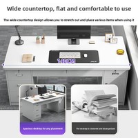 Bureau d'ordinateur moderne et minimaliste en acier avec tiroir verrouillable pour médecins et comptables
