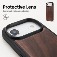 Coque de téléphone en bois de luxe anti-chute C0128 pour iPhone 16 17 Air 15 Pro 14 13 Pro Max 12 11 18