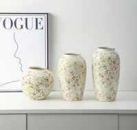 Ensemble de 3 vases en céramique peints à la main de style campagnard français, décor floral pour table à manger, entrée, centre de table de salon