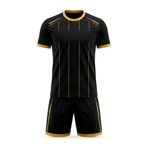 Ensemble de maillot de football pour homme, couleur unie, manches courtes, col en V, sublimé, respirant, en polyester, coupe athlétique, personnalisable - Product Image 1