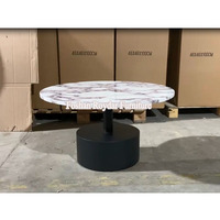 Nouveau design de table basse de luxe en acier inoxydable de haute qualité table basse ronde avec dessus en marbre blanc