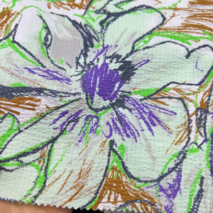 <span class=keywords><strong>En</strong></span> stock – <span class=keywords><strong>Tissu</strong></span> froissé imprimé floral <span class=keywords><strong>en</strong></span> coton 100 % (95 g/m²) effet seersucker, idéal pour robes d'été, chemisiers et vêtements féminins - Product Image 5