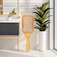 Brosse à cheveux en bambou naturel anti-nœuds avec coussin d'air massant, peigne à palette, outil de soin des cheveux avec logo personnalisé