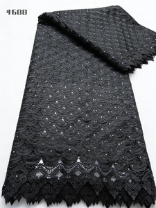 Tessuto in <span class=keywords><strong>pizzo</strong></span> guipure <span class=keywords><strong>nero</strong></span> africano Kalume 4688, solubile in acqua, con ricamo traforato, per Abaya, abito da donna musulmana - Product Image 2