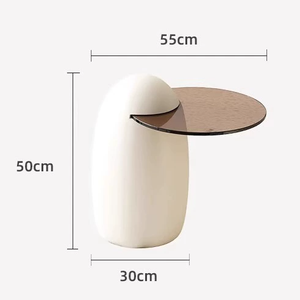 Ensemble de Tables Basses Modernes <span class=keywords><strong>en</strong></span> Fibre de <span class=keywords><strong>Verre</strong></span> Rondes, Crème et Noir, Style Nordique de Luxe <span class=keywords><strong>pour</strong></span> Salon - Product Image 6