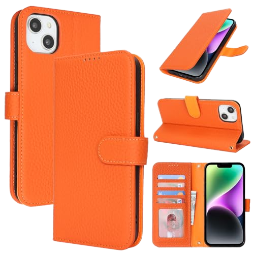 Weview for 14/13 6.1" Genuine Leather Wallet Case 4 Card Slots RFID Blocking Magnetic Flip Folio Kickstand Shockproof Unisex