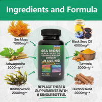 Vente en gros d'ashwagandha, ginseng, vitamines, renforçateur d'énergie himalayenne, soutien immunitaire, algues marines, shilajit, 60 capsules, étiquette privée OEM
