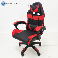 Chaise de jeu pour ordinateur PC ergonomique en cuir PU confortable avec pivot à 360 degrés, hauteur réglable, base en nylon