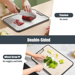 Nueva Tabla de Cortar de Doble Cara de Paja de Trigo y Plástico con Titanio, Tabla de Cortar de Acero Inoxidable 304 para Cocina - Product Image 2