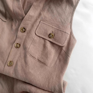 Offre Exceptionnelle : Achetez maintenant ! Robe Gilet Longue Boutonnée en Lin Kaki Style Old Money Haut <span class=keywords><strong>de</strong></span> Gamme pour Femme – Collection Designer - Product Image 2