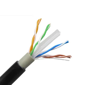 Cable de lan 23AWG 4 pares Cat 6 impermeable entierro directo cable de red Ethernet UTP jalea al aire libre Cat6 Cable