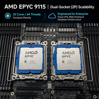Prosesor AMD EPYC 9115 Server CPU 16 Core 32 Thread 2.6GHz 4.1GHz 64MB L3 Cache Socket SP5 125W untuk Pusat Data
