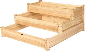 Fioriera Rettangolare a 3 Livelli in Legno per Orto e Fiori, Stile Rustico da Esterno - Product Image 6