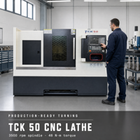 Tour CNC TCK50 robuste avec commande FANUC haute précision et chargeur de barres