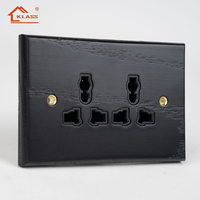 Prise murale artisanale en bois de noyer massif, 2 ports USB, courant max. 16A, interrupteur à levier en laiton, style rétro, pour hôtel