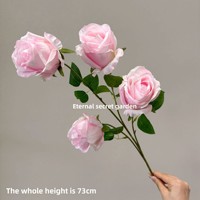 Künstliche Seidenrosen Diana Rose Vier-Knospen-Sträuße Schneeberg-Design für Hochzeitsdekoration Herkunft China Gemusterte Prägung