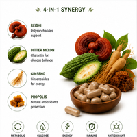 Capsules OEM Premium Reishi Melon Amer - Mélange synergique Ginseng & Propolis pour l'harmonie métabolique et l'équilibre glycémique