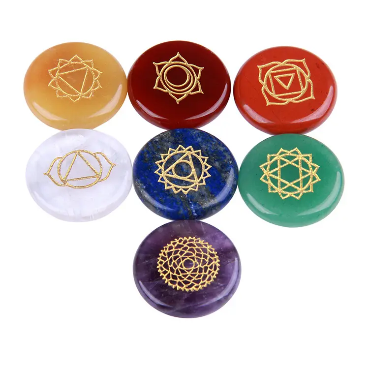 Kristal Alami Batu Permata Kristal Batu Akik Chakra Warna-warni Reiki Rune Ornamen Batu Yoga