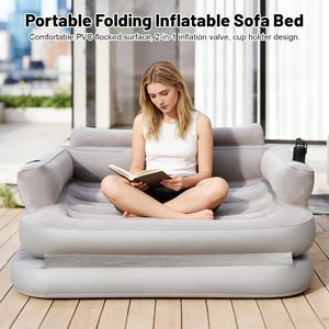 Queen Size Air Sofa Bed Mattress with Headboard and Pump, Blow up <b>Couch</b> <b>Inflatable</b> Bed for Home Living Room - Product Image 3