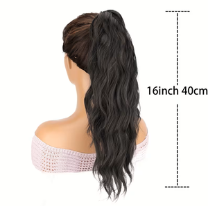 <span class=keywords><strong>Queue</strong></span> <span class=keywords><strong>de</strong></span> <span class=keywords><strong>cheval</strong></span> synthétique à clipser en fibre résistante à la chaleur, longue, ondulée et bouclée, effet vague corporelle, pour femme - Grande Vente - Product Image 4