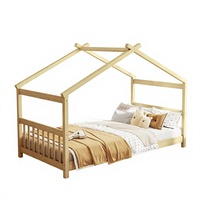 Lit superposé rustique avec tête et pied de lit en bois de pin, sans sommier requis, pour garçons et filles