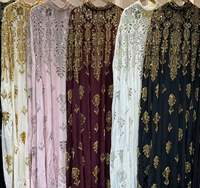 Robe de soirée de luxe en perles de cristal pour femme musulmane, Abaya, vêtements islamiques, élégante, manches chauve-souris, robe longue ample en mousseline