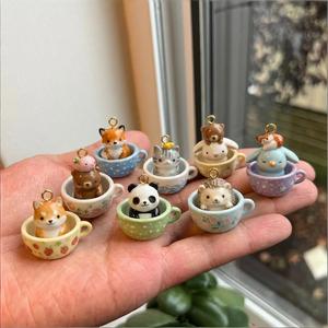 Colgante de animal pintado en cobre, bonito dije de margarita, llavero con mosquetón, adorable panda y zorro, tendencia de moda, joyería colgante para mascotas - Product Image 2