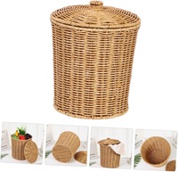 Corbeille à déchets multifonctionnelle en plastique écologique pour bureau à domicile, avec couvercle, corbeille à ordures ronde, panier de rangement – Offre Spéciale