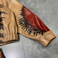 Veste en similicuir streetwear personnalisée pour homme, avec cordon de serrage à l'ourlet, imprimé intégral, coupe courte, en PU, fabriquée en usine