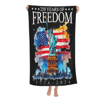 Serviette de plage semi-saisonnière des États-Unis en gros, design étoiles et rayures commémoratif du 250e anniversaire de l'Amérique, super absorbante