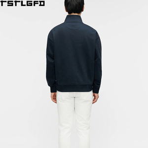 Custom Patch Mockneck Sweatshirt Men Heavyweight Woven Label Distressed <b>Jumper</b> Men'S Sweatshirts Clothing Manufacturers Bulk - Product Image 3