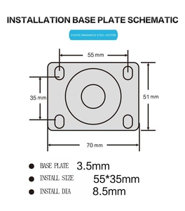 YTOP Direkt verkauf 1,5 Zoll 2 Zoll Babybett Gewindes tiel Stahl Pu Rollen Räder mit Bremse - Product Image 3