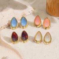 Boucles d'oreilles vintage en forme de goutte d'eau pour femmes, en acier inoxydable, plaqué or véritable, luxe discret