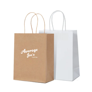 Sacs en papier kraft recyclés personnalisés en gros pour emballages cadeaux, sacs de shopping à poignée plate pour vêtements, sacs alimentaires - Product Image 2