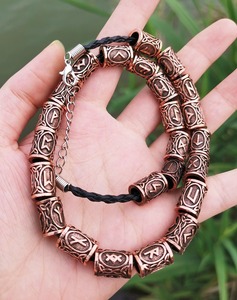 Juego de 24 Uds. De runas vikingas de bronce antiguo, cuentas de Metal hechas a mano, regalo para brujería, adivinación, meditación, principiantes, Vikingo Shui - Product Image 5