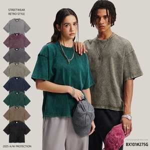 T-shirt ARTIE da uomo, stile europeo-americano, modello boxy, tinta unita, manica corta, edizione basic, vestibilità ampia - Product Image 2