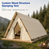 Tente de glamping en structure bois sur mesure avec auvent en PVC 850g et doublure sélectionnable pour projets de camping en nature YX-1